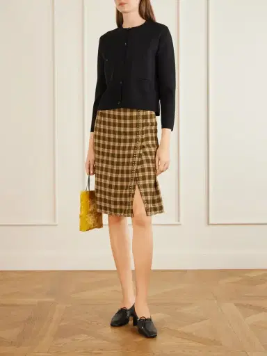 Wales Bonner Cosmic Frayed Studded Checked Flannel Mini Skirt | Thumbnail 2