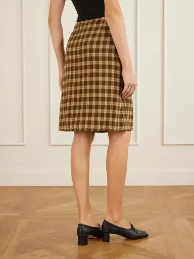 Wales Bonner Cosmic Frayed Studded Checked Flannel Mini Skirt | Thumbnail 4