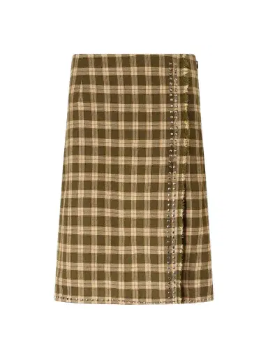 Wales Bonner Cosmic Frayed Studded Checked Flannel Mini Skirt | Thumbnail 1