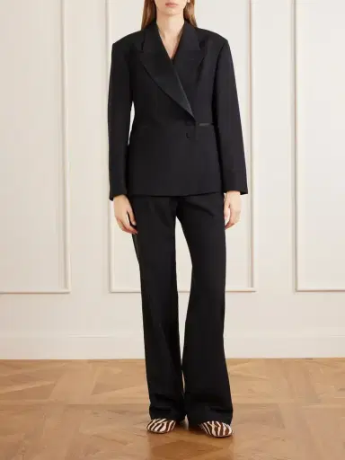 Wales Bonner Gallery Satin-trimmed Wool-twill Flared Pants | Thumbnail 2