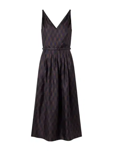 Oscar de la Renta Argyle Silk-twill Midi Dress | Thumbnail 1 Oscar de la Renta Argyle Silk-twill Midi Dress | Thumbnail 1