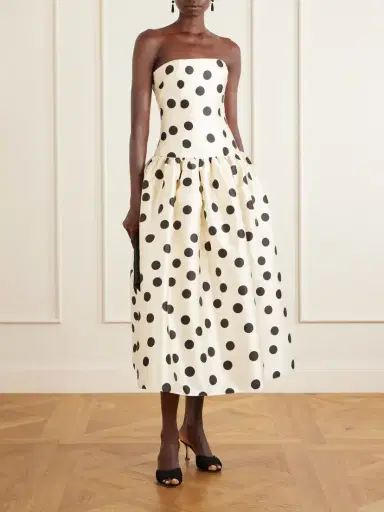 Ilkyaz Ozel Leyla Strapless Polka-dot Satin Gown | Thumbnail 2