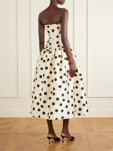 Ilkyaz Ozel Leyla Strapless Polka-dot Satin Gown | Thumbnail 3