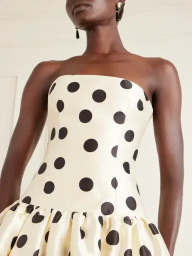 Ilkyaz Ozel Leyla Strapless Polka-dot Satin Gown | Thumbnail 4