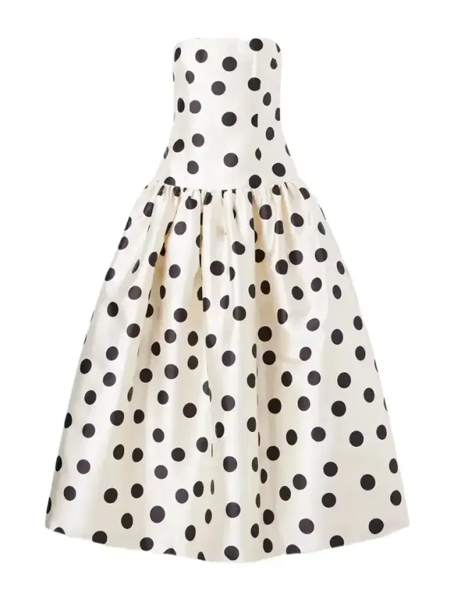 Ilkyaz Ozel Leyla Strapless Polka-dot Satin Gown
