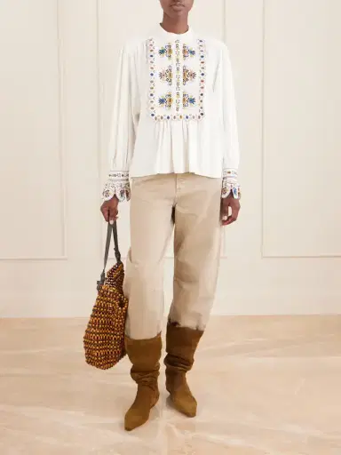 Marant Étoile Monique Embroidered Linen-blend Blouse | Thumbnail 2