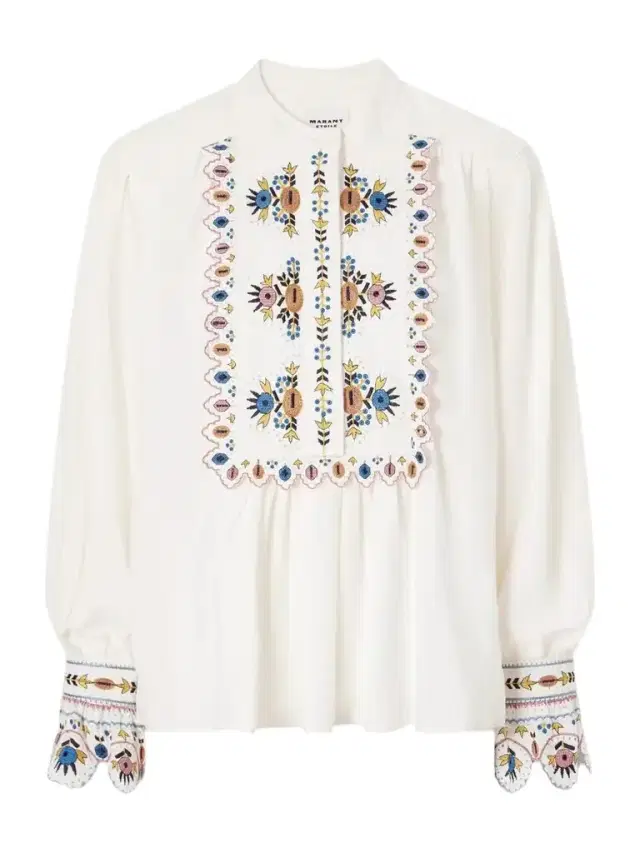 Marant Étoile Monique Embroidered Linen-blend Blouse