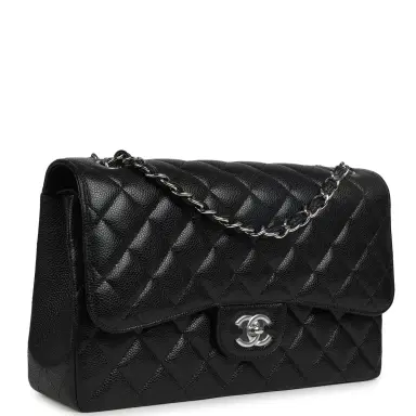 Chanel Chanel Jumbo Classic Single Flap Bag Black Caviar Silver Hardware | Thumbnail 2 Chanel Chanel Jumbo Classic Single Flap Bag Black Caviar Silver Hardware | Thumbnail 2
