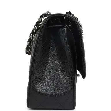 Chanel Chanel Jumbo Classic Single Flap Bag Black Caviar Silver Hardware | Thumbnail 3 Chanel Chanel Jumbo Classic Single Flap Bag Black Caviar Silver Hardware | Thumbnail 3