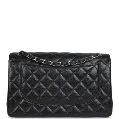 Chanel Chanel Jumbo Classic Single Flap Bag Black Caviar Silver Hardware | Thumbnail 4 Chanel Chanel Jumbo Classic Single Flap Bag Black Caviar Silver Hardware | Thumbnail 4