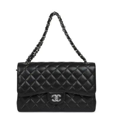 Chanel Chanel Jumbo Classic Single Flap Bag Black Caviar Silver Hardware | Thumbnail 7 Chanel Chanel Jumbo Classic Single Flap Bag Black Caviar Silver Hardware | Thumbnail 7