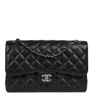 Chanel Chanel Jumbo Classic Single Flap Bag Black Caviar Silver Hardware | Thumbnail 1 Chanel Chanel Jumbo Classic Single Flap Bag Black Caviar Silver Hardware | Thumbnail 1