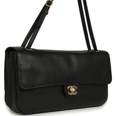 Chanel Chanel Maxi "Souplissimo" Small Flap Bag Black Grained Calfskin Gold Hardware | Thumbnail 2