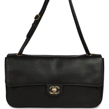 Chanel Chanel Maxi "Souplissimo" Small Flap Bag Black Grained Calfskin Gold Hardware | Thumbnail 1