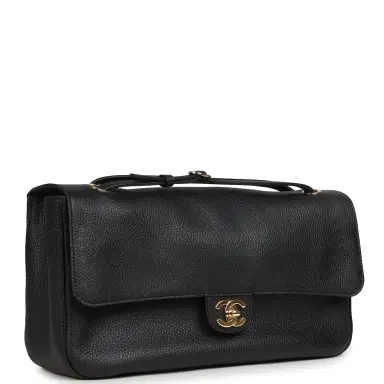 Chanel Chanel Maxi "Souplissimo" Small Flap Bag Black Grained Calfskin Gold Hardware | Thumbnail 3