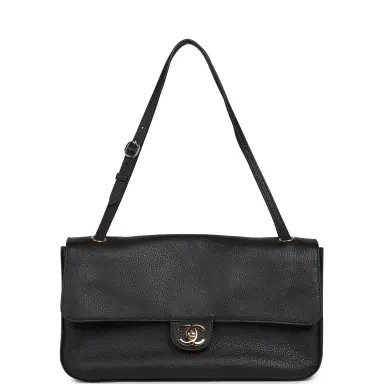 Chanel Chanel Maxi "Souplissimo" Small Flap Bag Black Grained Calfskin Gold Hardware | Thumbnail 1