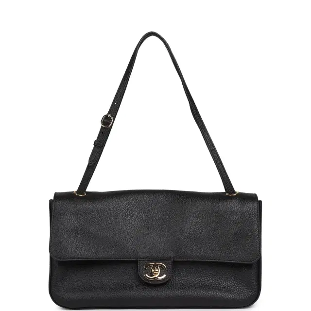 Chanel Chanel Maxi "Souplissimo" Small Flap Bag Black Grained Calfskin Gold Hardware