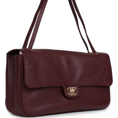 Chanel Chanel Maxi "Souplissimo" Small Flap Bag Burgundy Grained Calfskin Gold Hardware | Thumbnail 2