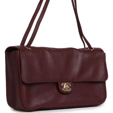 Chanel Chanel Maxi "Souplissimo" Small Flap Bag Burgundy Grained Calfskin Gold Hardware | Thumbnail 2