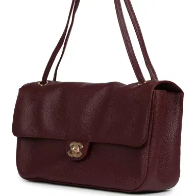 Chanel Chanel Maxi "Souplissimo" Small Flap Bag Burgundy Grained Calfskin Gold Hardware | Thumbnail 5