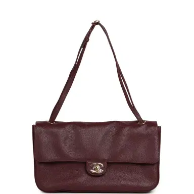 Chanel Chanel Maxi "Souplissimo" Small Flap Bag Burgundy Grained Calfskin Gold Hardware | Thumbnail 6