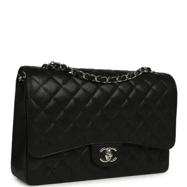 Chanel Chanel Maxi Classic Double Flap Bag Black Caviar Silver Hardware | Thumbnail 2 Chanel Chanel Maxi Classic Double Flap Bag Black Caviar Silver Hardware | Thumbnail 2