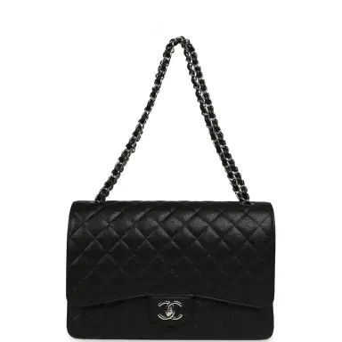 Chanel Chanel Maxi Classic Double Flap Bag Black Caviar Silver Hardware | Thumbnail 7 Chanel Chanel Maxi Classic Double Flap Bag Black Caviar Silver Hardware | Thumbnail 7