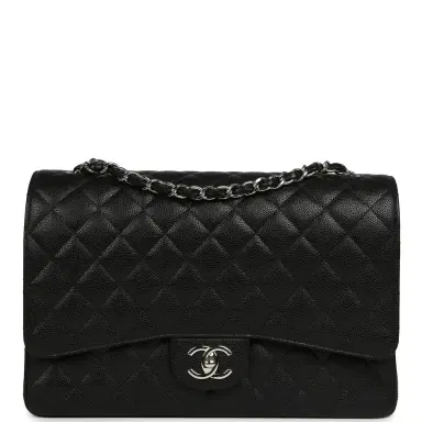 Chanel Chanel Maxi Classic Double Flap Bag Black Caviar Silver Hardware | Thumbnail 1 Chanel Chanel Maxi Classic Double Flap Bag Black Caviar Silver Hardware | Thumbnail 1
