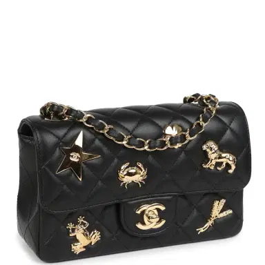 Chanel Chanel Mini Classic "Charms" Rectangular Flap Bag Black Lambskin Gold Hardware | Thumbnail 2