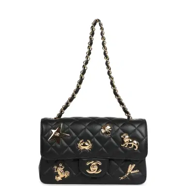 Chanel Chanel Mini Classic "Charms" Rectangular Flap Bag Black Lambskin Gold Hardware | Thumbnail 7