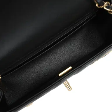 Chanel Chanel Mini Classic "Charms" Rectangular Flap Bag Black Lambskin Gold Hardware | Thumbnail 8