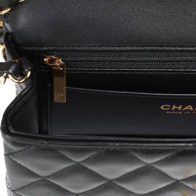 Chanel Chanel Mini Classic "Charms" Rectangular Flap Bag Black Lambskin Gold Hardware | Thumbnail 9
