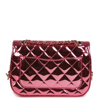 Chanel Chanel Mini Flap Bag and Star Coin Purse Pink Mirror Calfskin, Metallic Calfskin Light Gold Hardware | Thumbnail 4