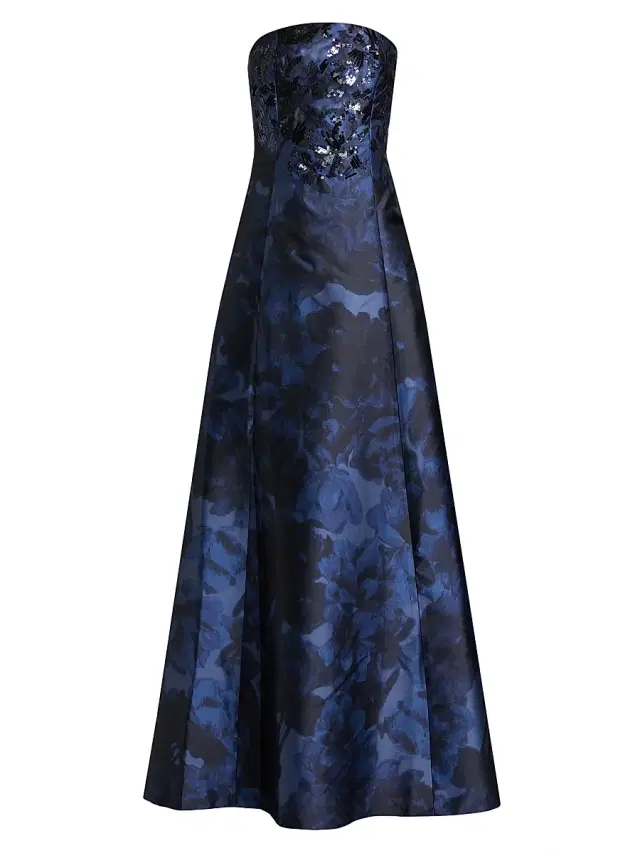 SACHIN BABI Women's Laurence Floral Strapless Gown - Deep Ocean Bouquet