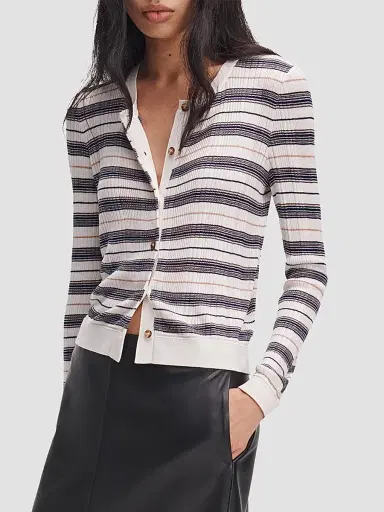 rag & bone Women's Teresa Silk-Blend Stripe Cardigan - Ivory Multi - Size Small | Thumbnail 6 rag & bone Women's Teresa Silk-Blend Stripe Cardigan - Ivory Multi - Size Small | Thumbnail 6