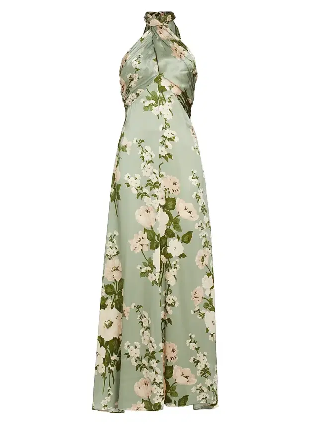 Reformation Women's Veria Floral Silk Maxi Dress - Tarragon