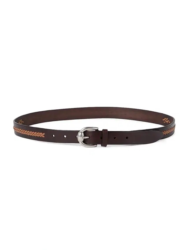 Men's Leather Braided Pattern Belt - Brown