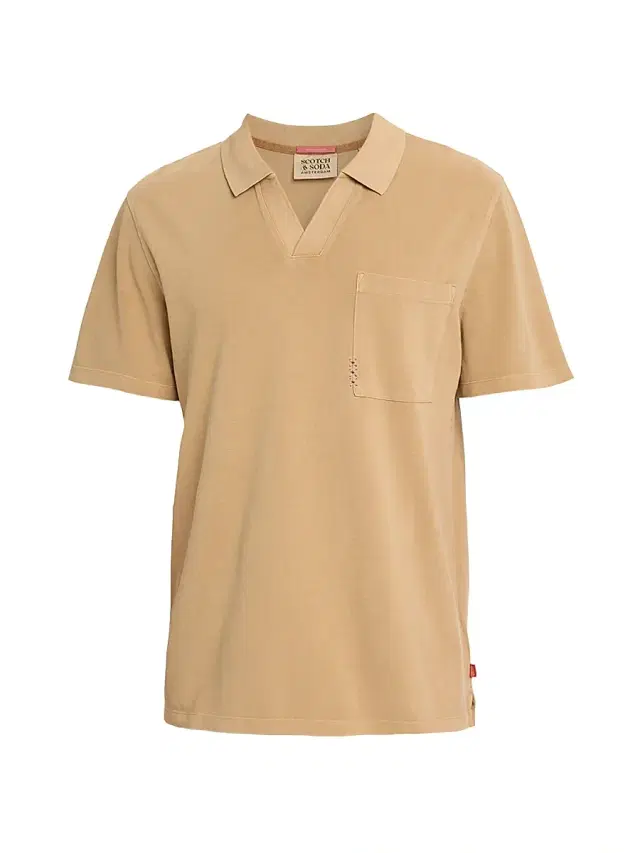 Scotch & Soda Men's Garment-Dyed Piqué Pocket Polo Shirt - Tannin