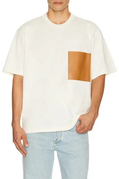 Bottega Veneta Two Ply Cotton Tee Shirt Leather Pocket | Thumbnail 1