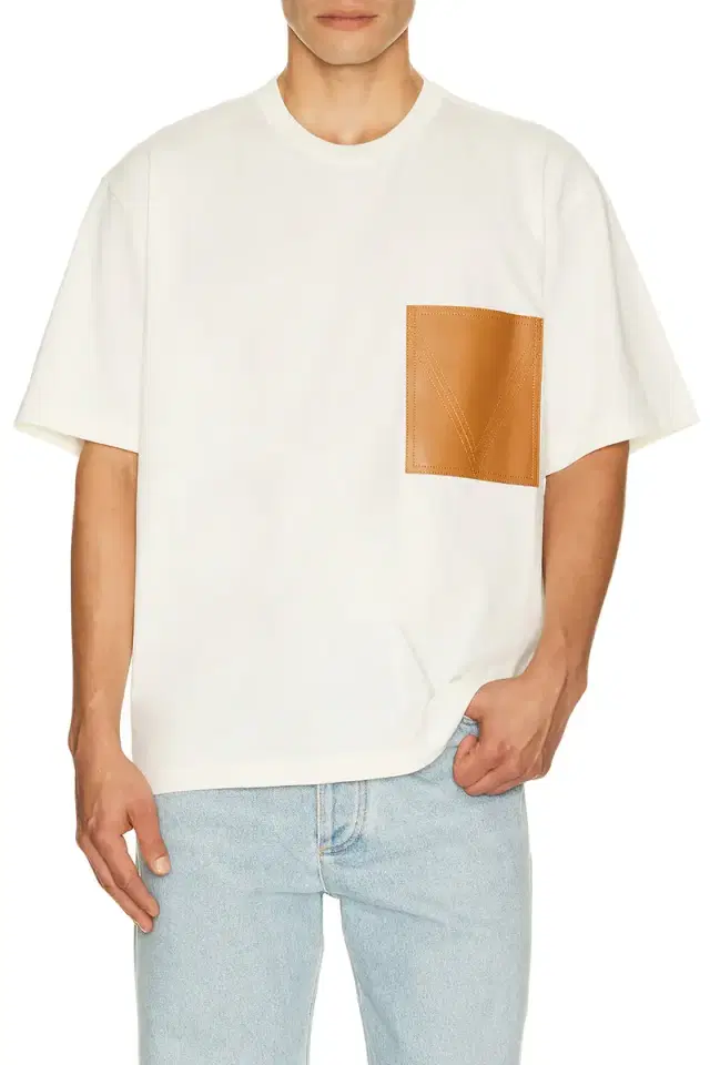 Bottega Veneta Two Ply Cotton Tee Shirt Leather Pocket