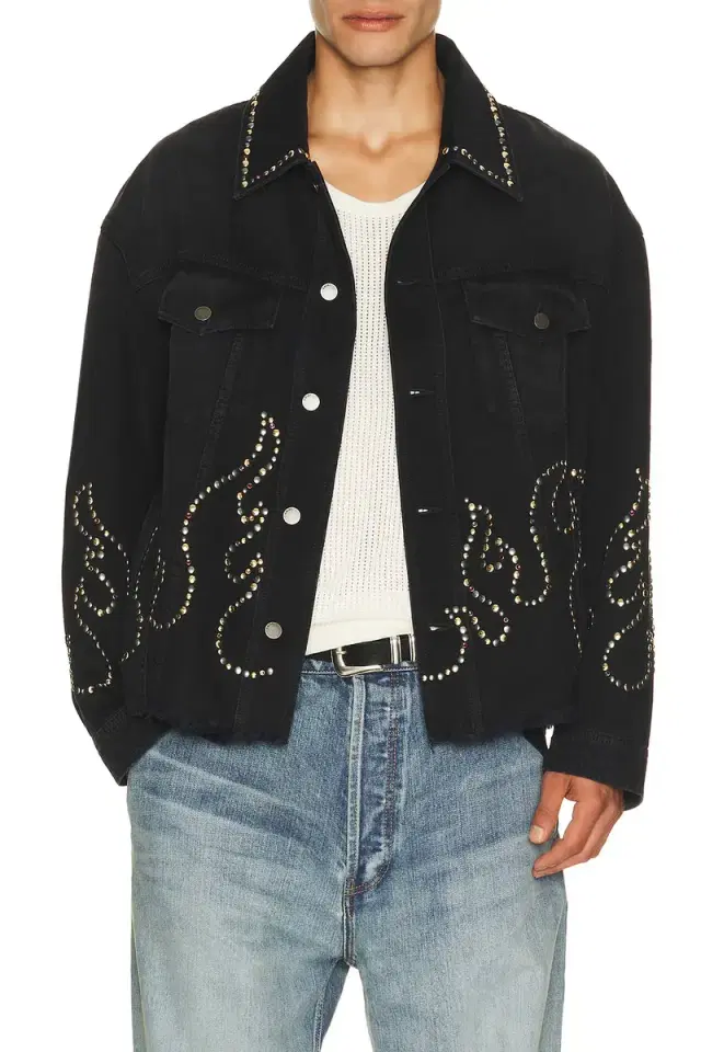 Amiri Studs Flames Trucker Jacket