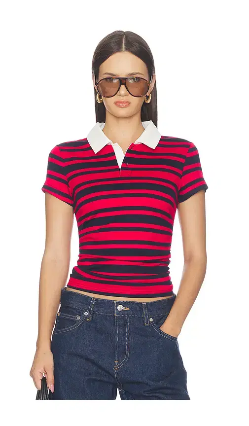 superdown Cleo Ruched Polo Tee