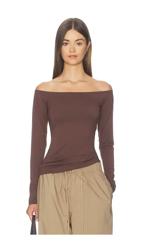 SKIMS Smooth Layers Long Sleeve Off The Shoulder Top