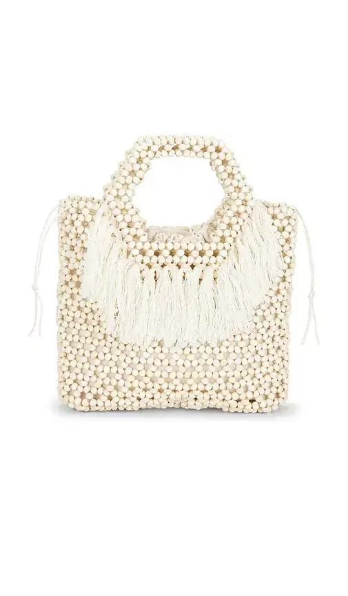 8 Other Reasons Beaded Wooden Tote Top Handle Bag