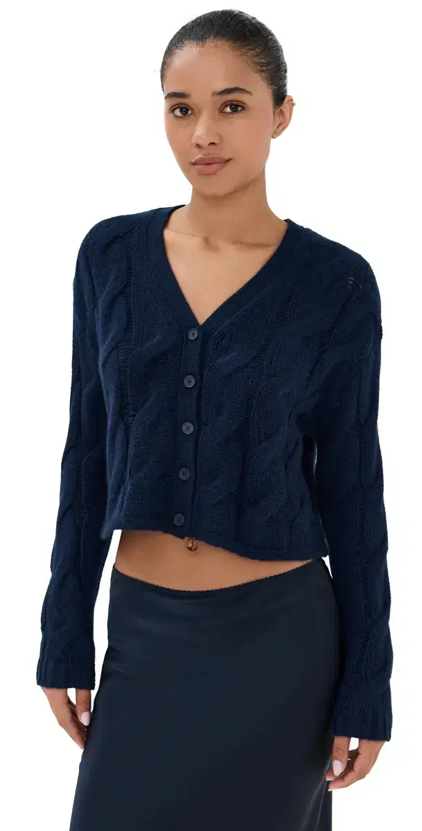 Sablyn Jolie Cashmere Cropped Cardigan idnight Navy