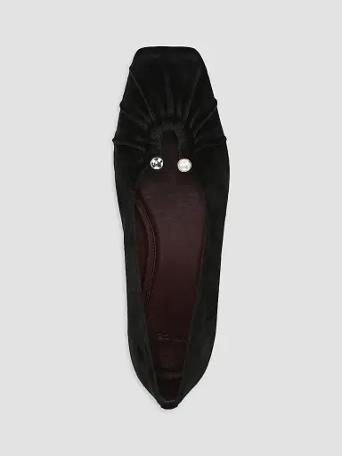 Vince Women's Dany Faux Pearl-Embellished Velvet Ballerina Flats - Black - Size 11 | Thumbnail 4 Vince Women's Dany Faux Pearl-Embellished Velvet Ballerina Flats - Black - Size 11 | Thumbnail 4