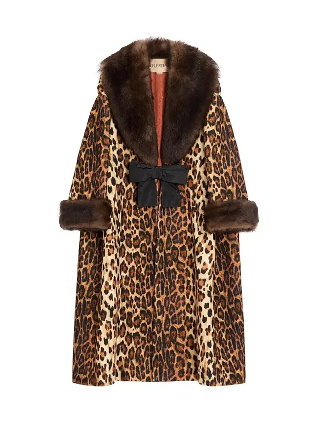 Valentino Garavani Women's Fauve Eclat Spotted Wool Cloth Coat - Animal Print