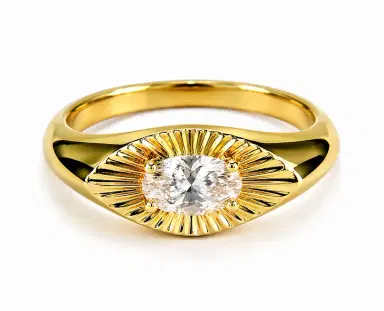 Wish Fine Jewelry 0.31ct Diamond 18K Gold Round Grooved Ring | Thumbnail 1 Wish Fine Jewelry 0.31ct Diamond 18K Gold Round Grooved Ring | Thumbnail 1