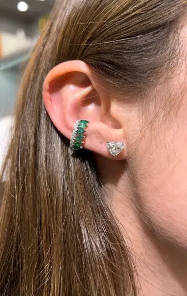 Wish Fine Jewelry 0.90ct Emerald Diamond 18K Gold Ear Cuff | Thumbnail 2 Wish Fine Jewelry 0.90ct Emerald Diamond 18K Gold Ear Cuff | Thumbnail 2