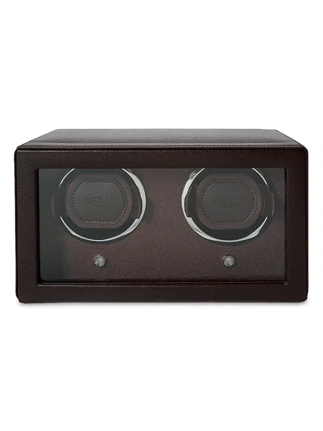 Wolf Cub Double Watch Winder With Cover - Brown